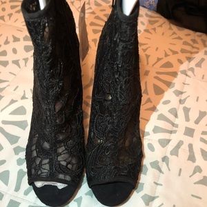 Black lace heels
